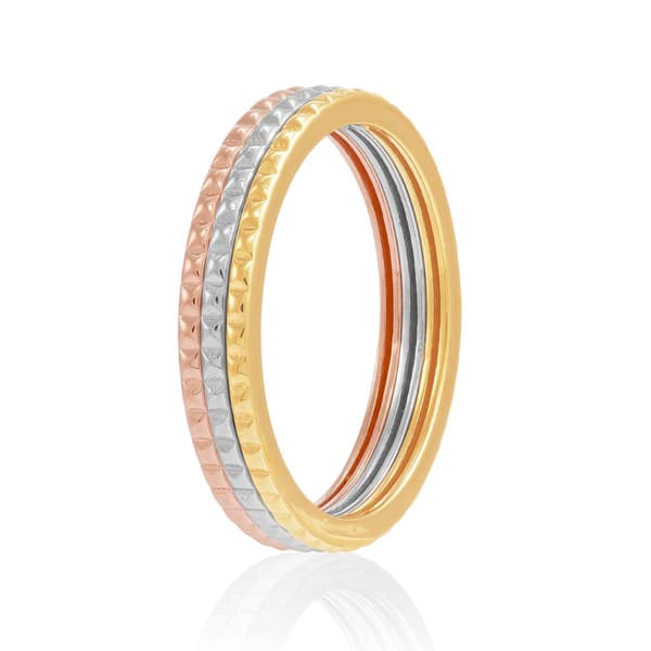 Gold Classics™ 14kt. Mixed Gold 3-Row Stackable Band Ring