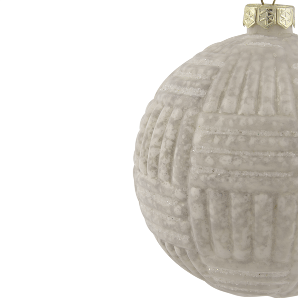 Northlight White Geometric Glass Ball Christmas Ornament