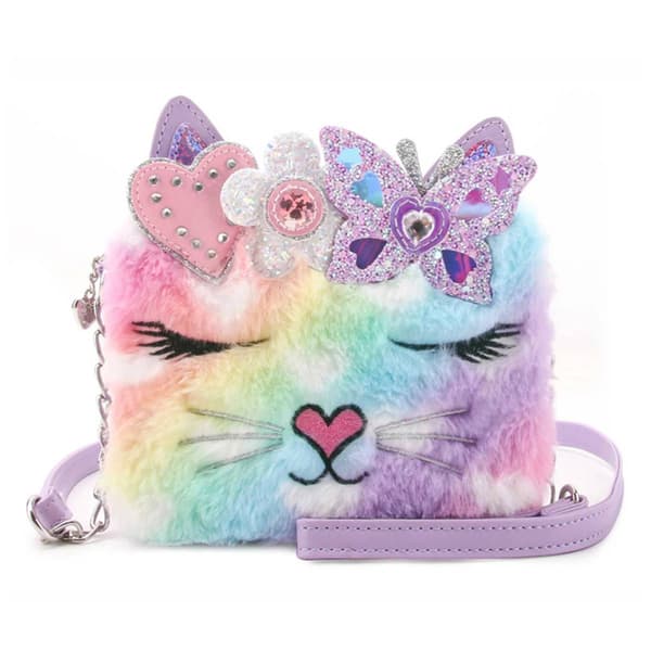 Girls OMG Bella Kitty & Heart Faux Fur Crossbody Bag - image 