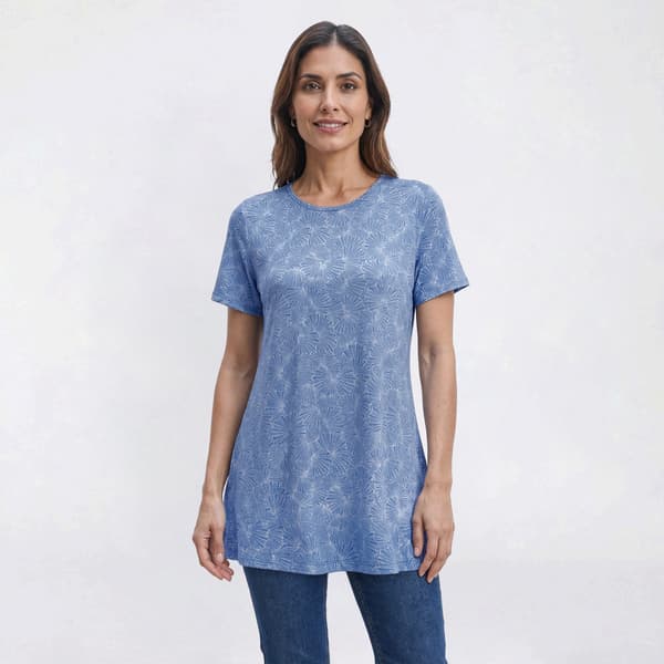 Womens Bobeau Short Sleeve Coastal Seashell Babydoll Tee