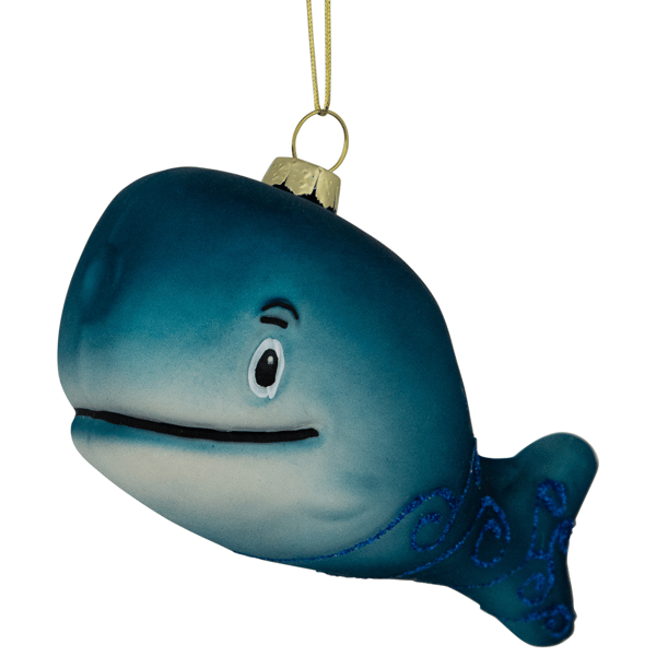 Northlight Glittered Whale Glass Christmas Ornament