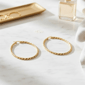 Saffron 50mm 18kt. Gold Plated Twisted Bottom Hoop Earrings - image 5