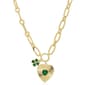 Gianni Argento Lab Grown Emerald Heart & Clover Charm Necklace - image 1