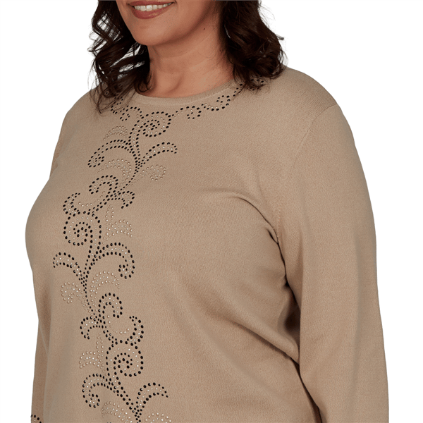 Plus Size Alfred Dunner Travel Advisory Beaded Scroll Sweater