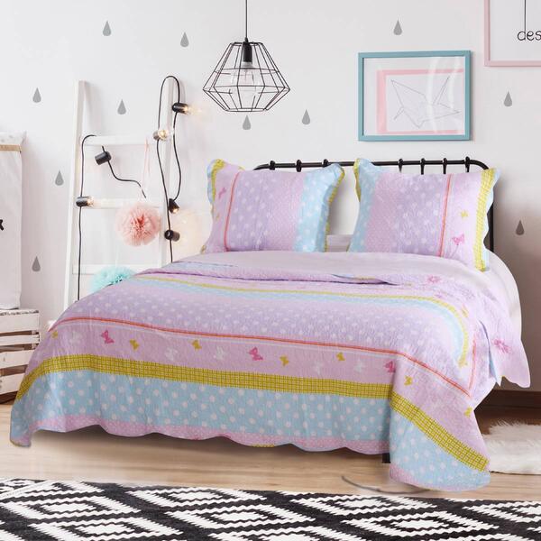 Greenland Home Fashions&#40;tm&#41; Polka Dot Stripe Quilt Set - image 