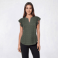 Womens Adrianna Papell Flutter Sleeve Leaf Split Neck Blouse - image 1