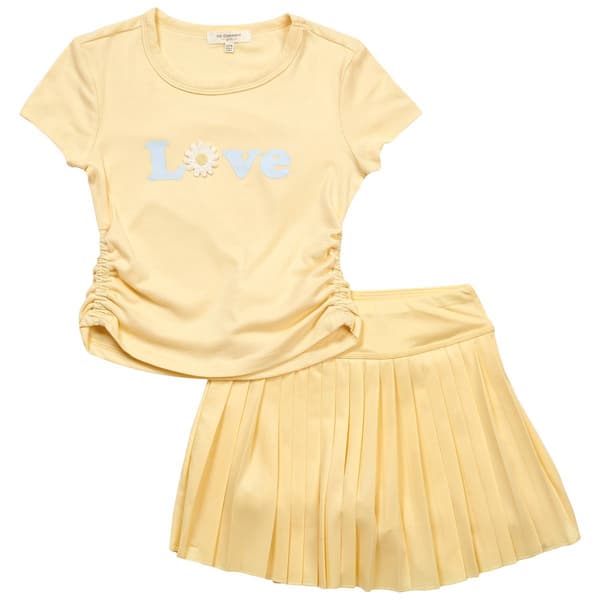 Girls (7-16) No Comment Short Sleeve Cinch Love Tee w/ Skort Set - image 