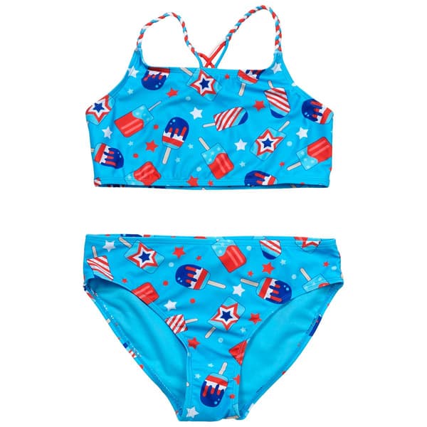 Girls (7-16) Breaking Waves Popsicle 2pc. Swim Set
