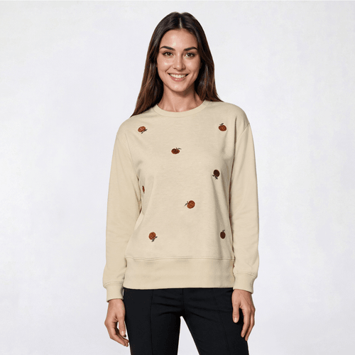 Womens Remi James Long Sleeve Fall Tossed Pumpkin Sweatshirt