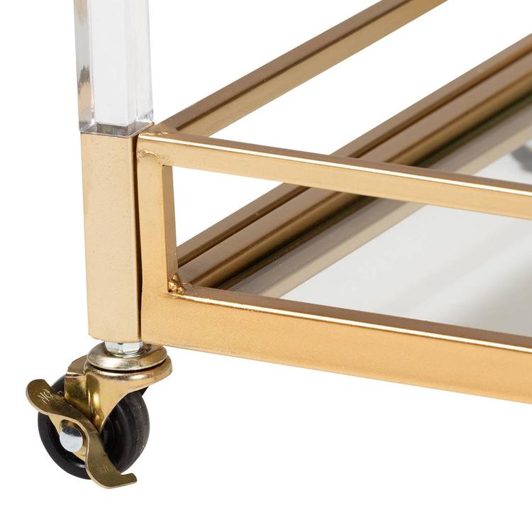 Baxton Studio Savannah Glam & Luxe Gold Metal Wine Cart