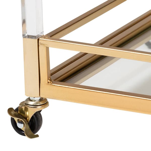 Baxton Studio Savannah Glam & Luxe Gold Metal Wine Cart