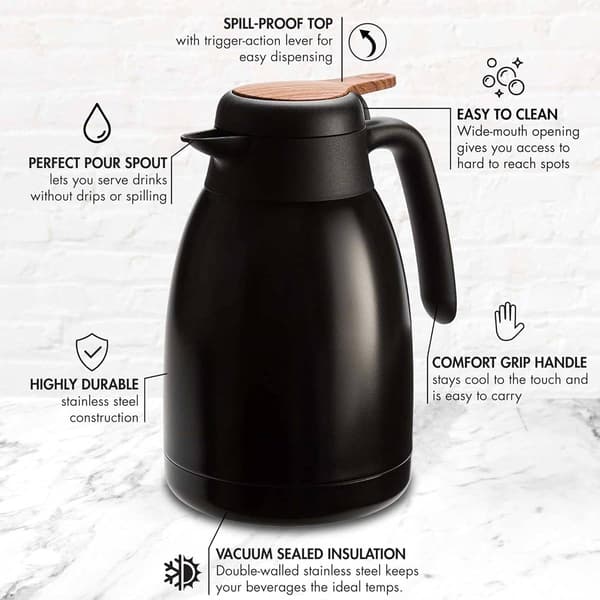 Bryant 1.5-Liter Matte Black Thermal Carafe