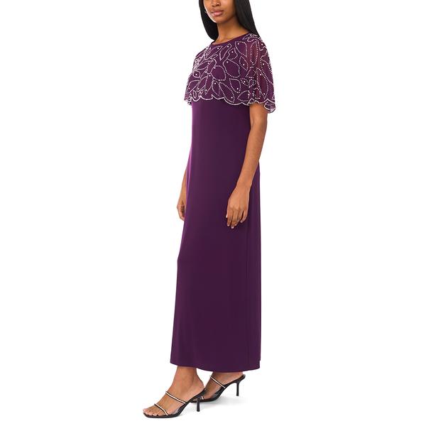 Petite MSK Asymmetric Beaded Capelet Evening Gown - image 