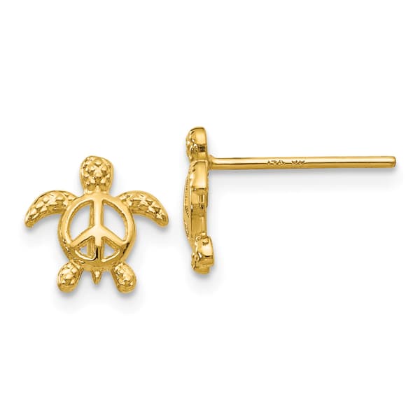 Gold Classics(tm) 14kt. Gold Peace Turtle Stud Earrings - image 