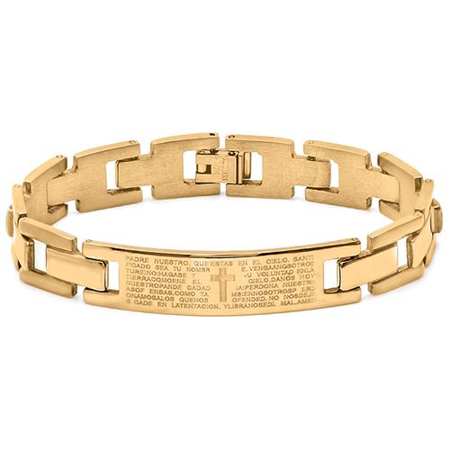 Mens Gold Plated Our Father Prayer ID Bracelet