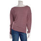 Juniors Pink Rose Long Sleeve Stripe Wide Neck Dolman Top - image 1
