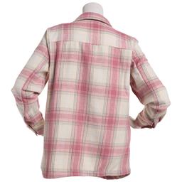 Womens Mountain Ridge Long Sleeve Twill Plaid Shacket - Pink