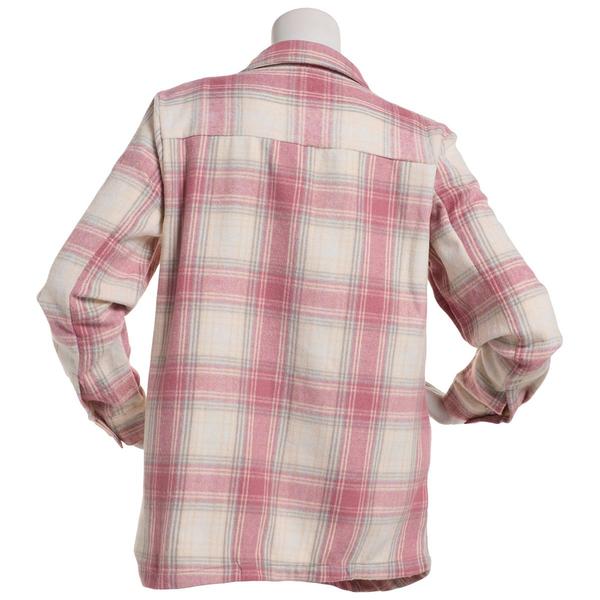 Womens Mountain Ridge Long Sleeve Twill Plaid Shacket - Pink