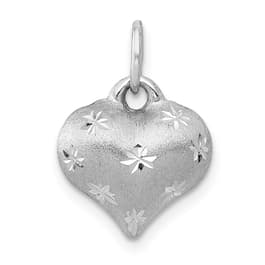 Gold Classics&#40;tm&#41; 14kt. White Gold Diamond Cut Heart Charm