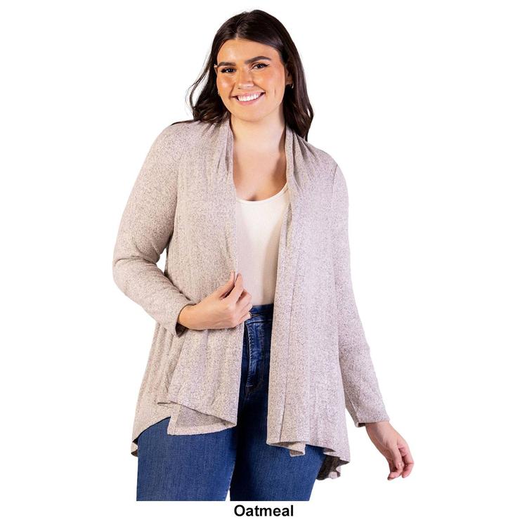 Plus Size 24/7 Comfort Apparel Long Sleeve Cozy Cardigan