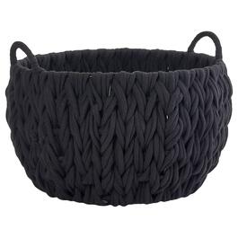 Medium Black Braided Round Chunky Cotton Rope Basket