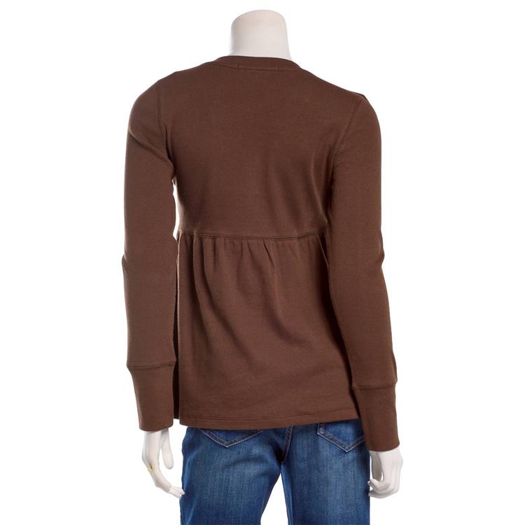 Juniors Madden Girl Long Sleeve Surplice Babydoll Top - Brown