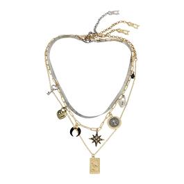 Steve Madden Snake Chain Charm Layered Necklace Set