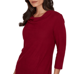 Petite Emaline Key Items 3/4 Sleeve Cowl Neck Solid Sweater