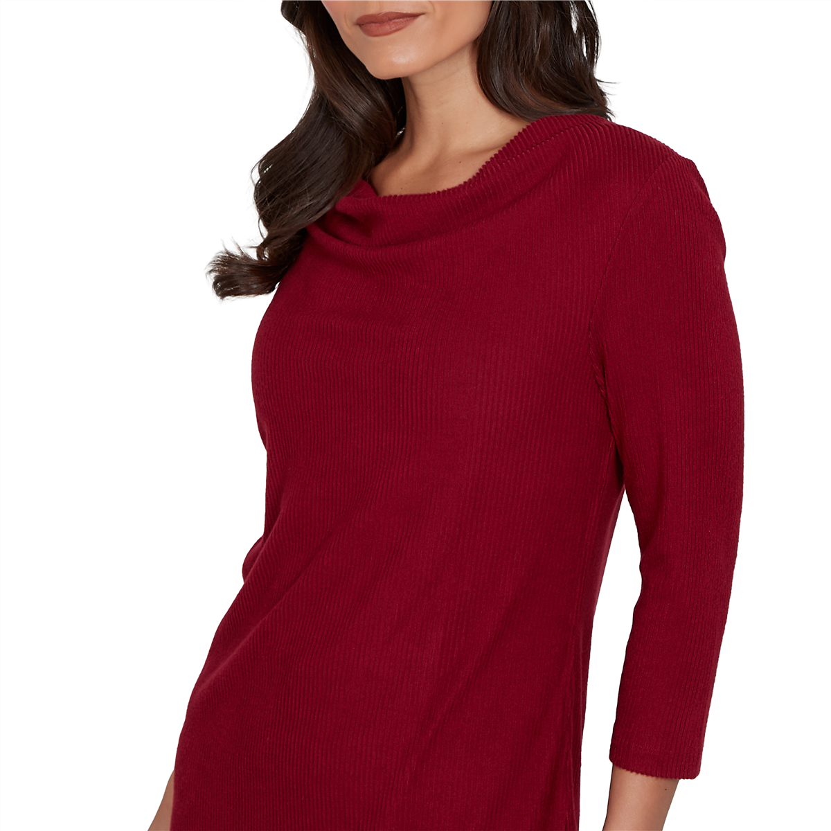 Petite Emaline Key Items 3/4 Sleeve Cowl Neck Solid Sweater