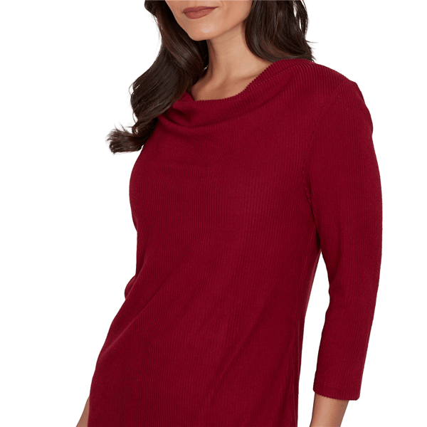 Petite Emaline Key Items 3/4 Sleeve Cowl Neck Solid Sweater