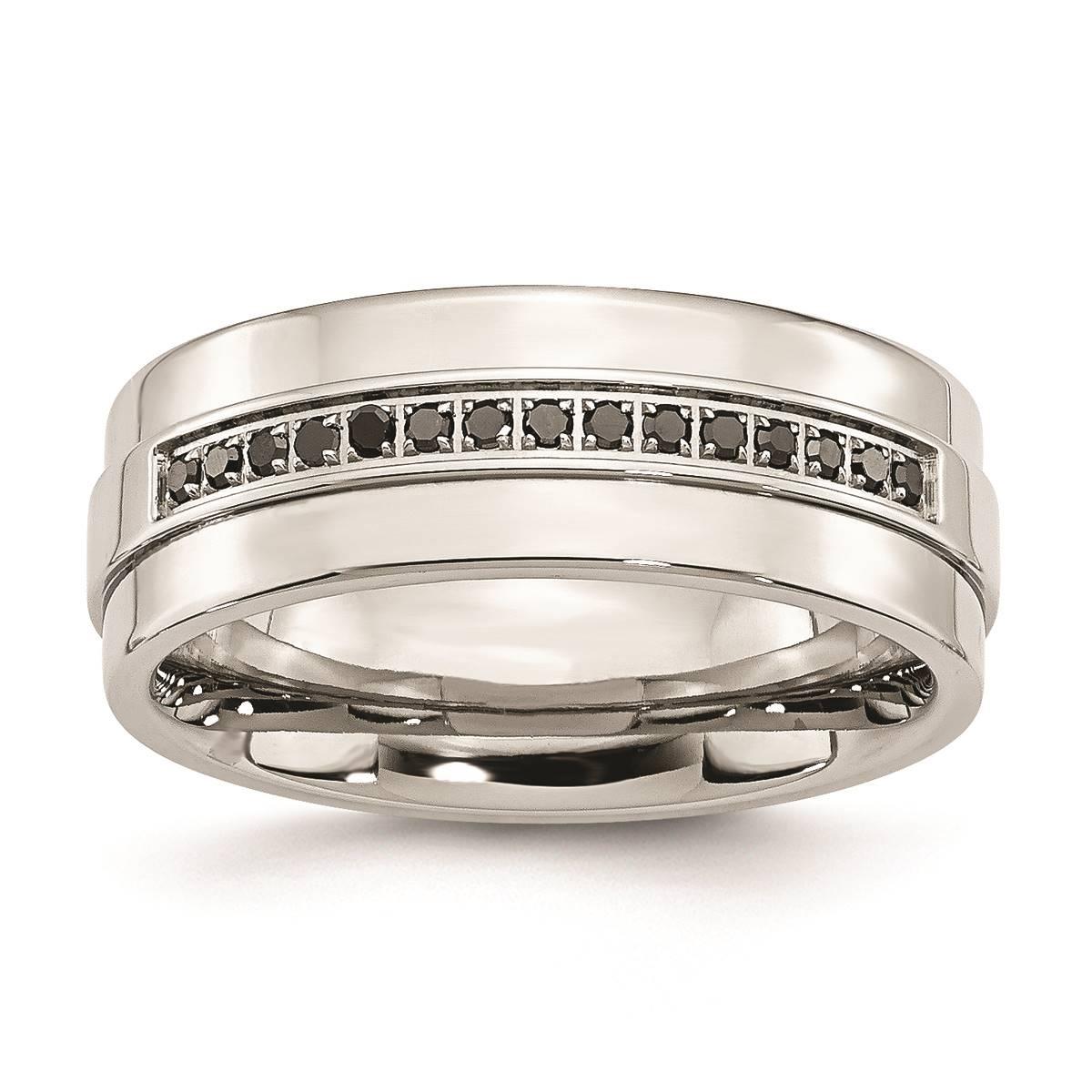 Mens Gentlemen’s Classics™ Black Diamond 8mm Wedding...