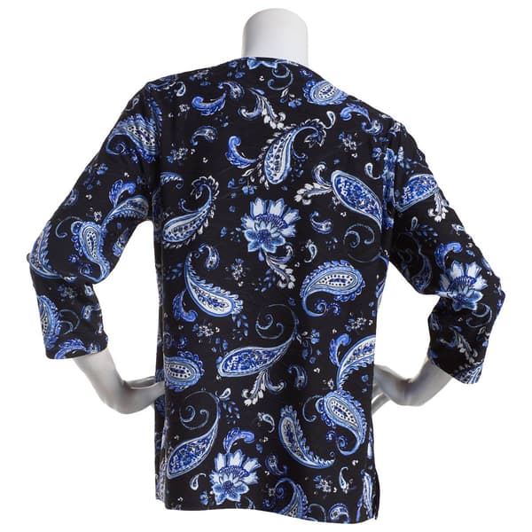 Womens Emily Daniels 3/4 Sleeve Paisley Brushed Jacquard Top