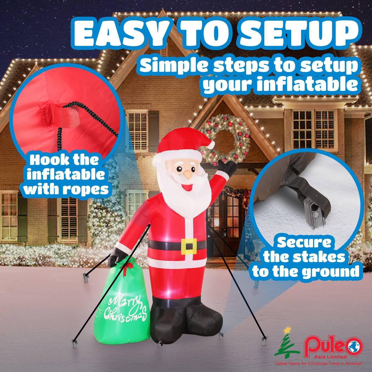 Puleo International 8ft. Lighted Blow-Up Inflatable Santa Claus