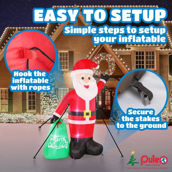 Puleo International 8ft. Lighted Blow-Up Inflatable Santa Claus