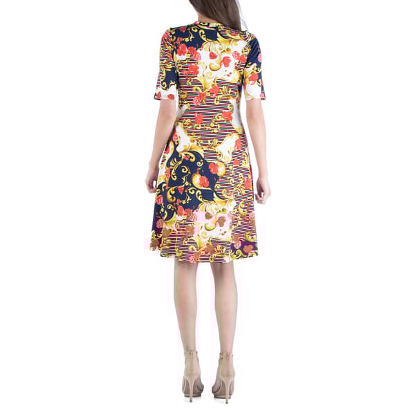 Womens 24/7 Comfort Apparel Paisley Fit N' Flare Dress
