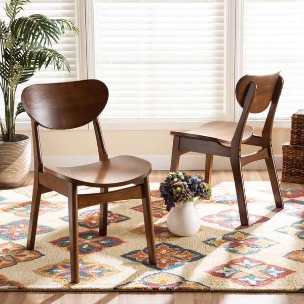 Baxton Studio Katya Walnut Brown Wood 2-pc. Dining Chair Set