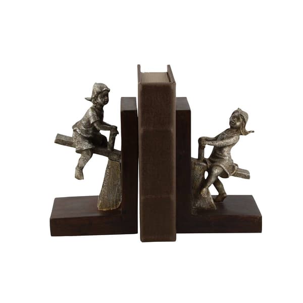 9th & Pike&#174; Small Silver Children on See Saw Bookend Pair