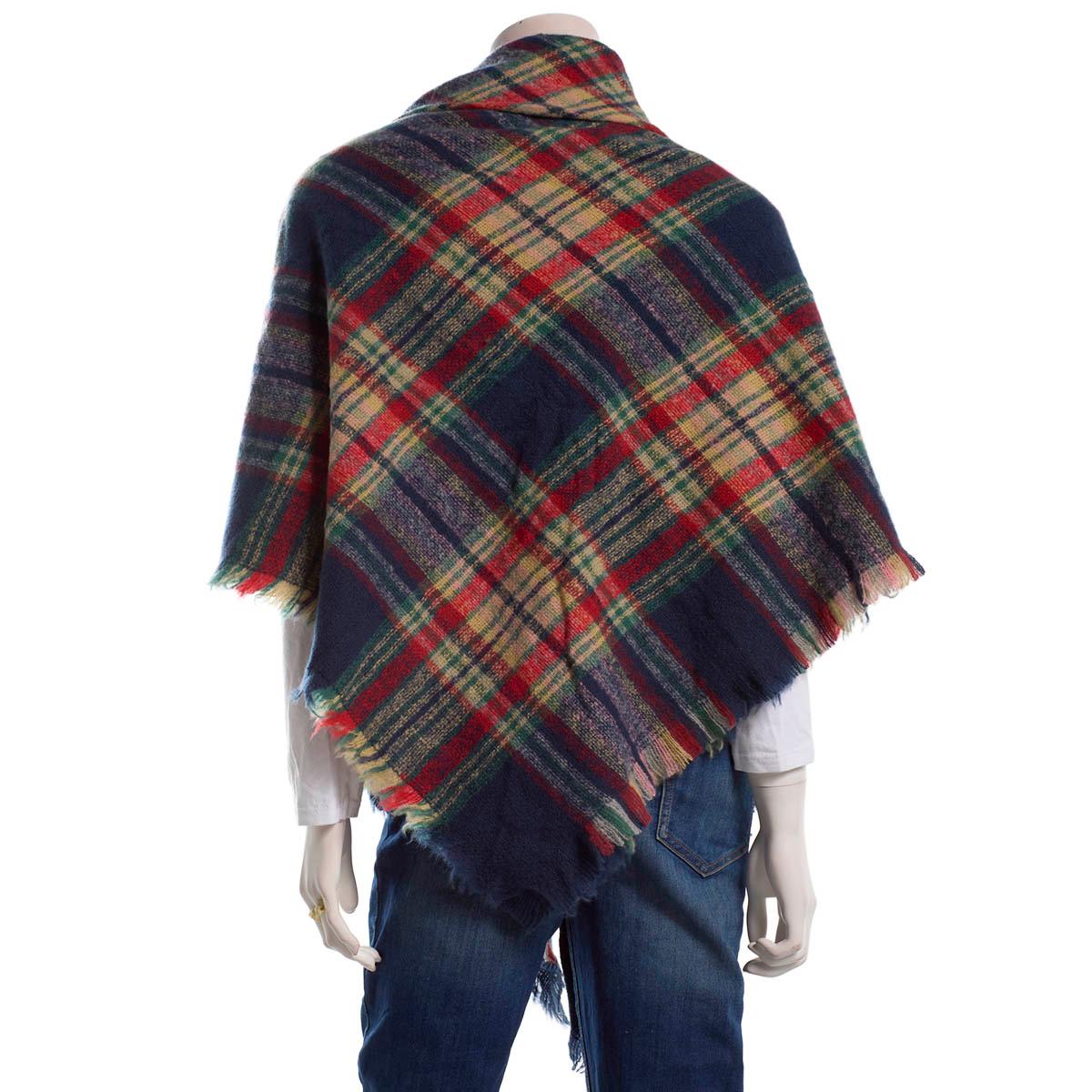 Womens Renshun Plaid Toggle Fray Edge Cape - Rust