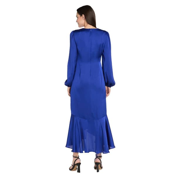 Womens R&M Richards Long Sleeve Satin Faux Wrap Dress