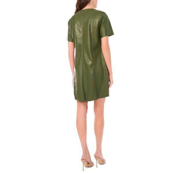 Womens MSK Short Sleeve Pleather Shift Dress