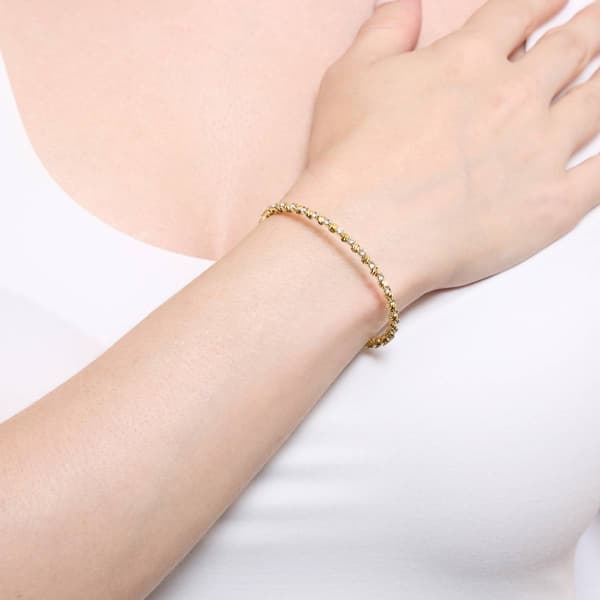 Athra 14kt. Gold over Brass Crystal & Stripe Bead Coil Bracelet