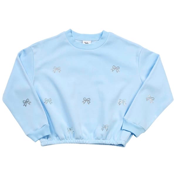 Girls (7-16) Jolie & Joy Rhinestone Bows Long Sleeve Sweatshirt - image 