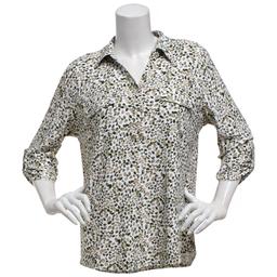 Womens Emily Daniels 3/4 Sleeve Dot Button Front Blouse