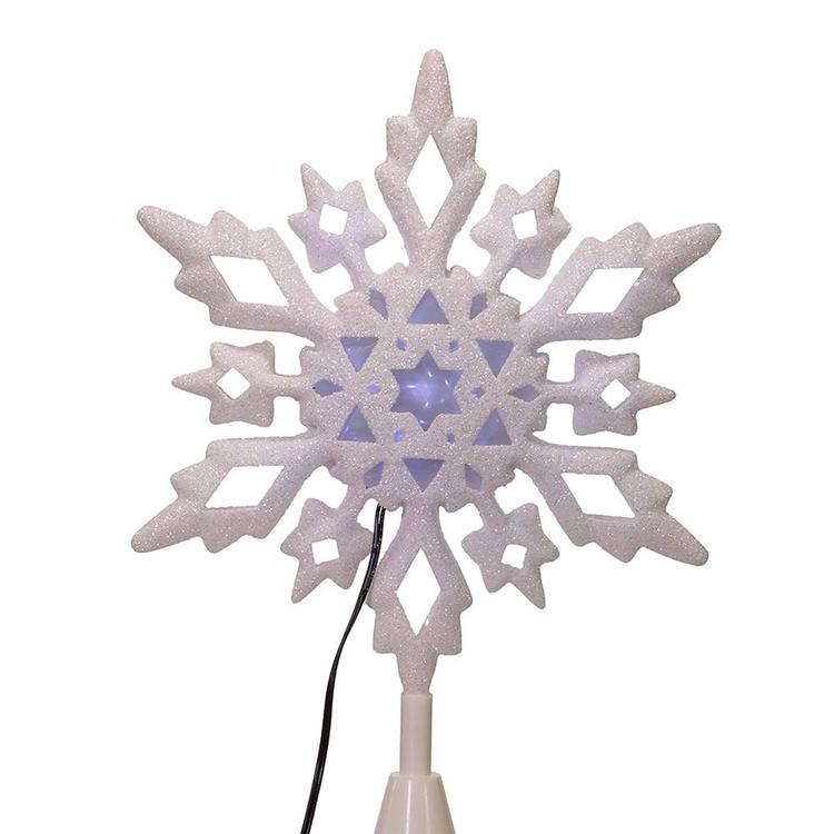 Kurt Adler 10in Cool White LED Glitter Snowflake Treetop