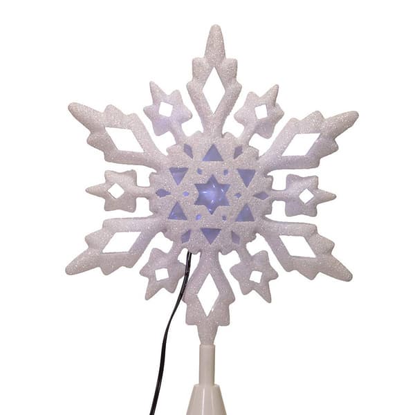 Kurt Adler 10in Cool White LED Glitter Snowflake Treetop