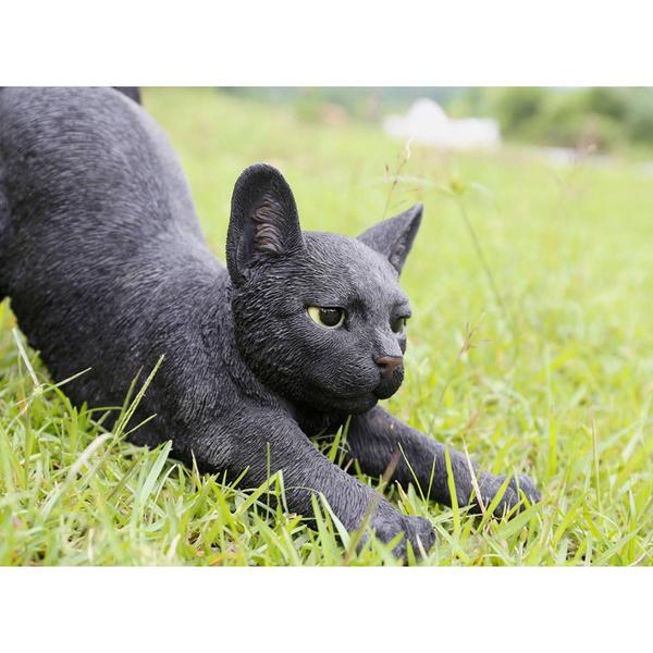 Hi-Line Gift Black Cat Stretching Garden Statue