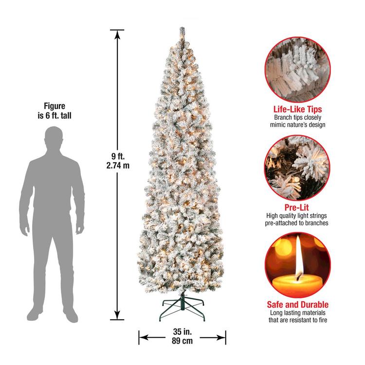 National Tree 9ft. Acacia Flocked Pre-Lit Christmas Tree