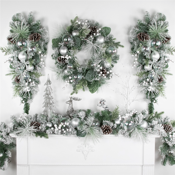 Northlight 6ft. Flocked Pine Christmas Garland with Ornaments
