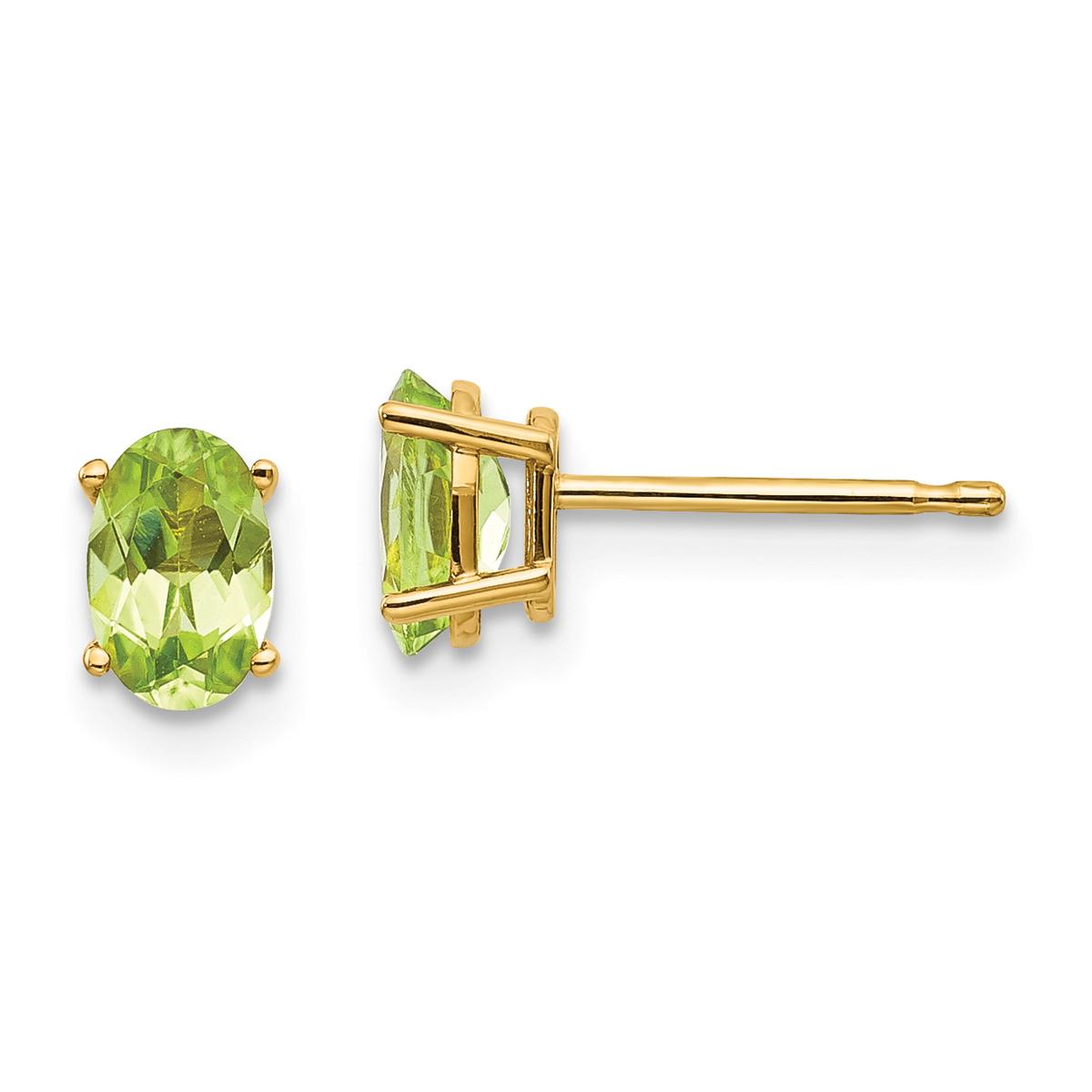 Gemstone Classics™ Yellow Gold 6mm Peridot Stud Earrings