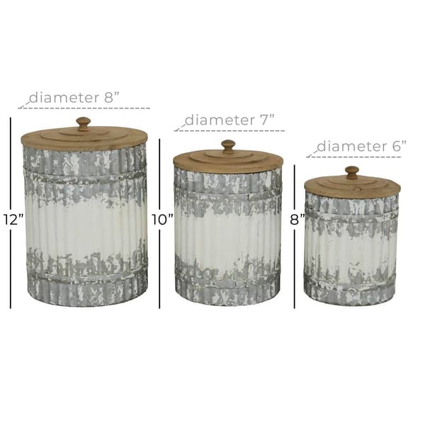 9th & Pike&#174; Distressed Galvanized Textured Canisters - Set of 3